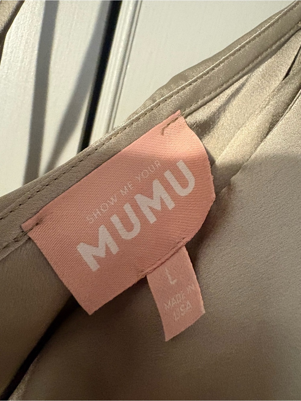 Show Me Your MuMu Large Moss Green Satin Ruffle Wrap Midi Dress - Picture 4 of 4